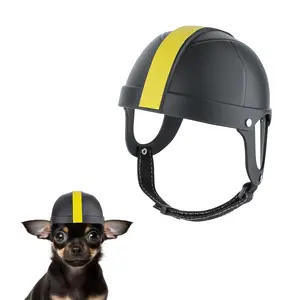 NAMSAN Dog Helmet for Small Dogs Hard Motorcycle Dog Helmet Mini Football Doggy Helmet Safety Hat for Cats Small Breed Dogs (Black/Yellow-S)