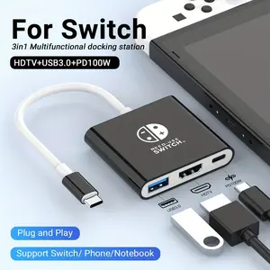 Dock For Switch Docking Station, Portable TV Dock Adapter Compatible For Switch/OLED/Steam Deck Support For Switch TV Mode With HDTV1.4, PD100W, USB3.0 Replacement Travel Dock For Switch Console Connector