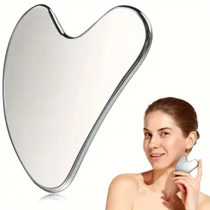 2pcs Heart Shaped Facial Gua Sha Board, Stainless Steel Blackhead Spatula, Suitable for Cleaning Facial Pores, Facial Gua Sha, Facial Care Tool