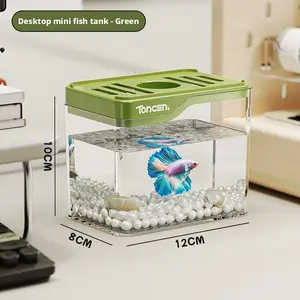 Mini Fish Tank, Small Home Aquarium, Multifunctional Beautiful Goldfish Tank, Desktop Landscape Aquatic Tank, Living Room Water Tank