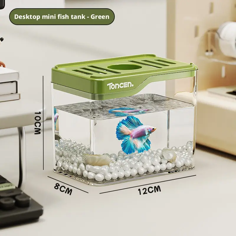 Mini Fish Tank, Small Home Aquarium, Beginner Aquarium, Multifunctional Beautiful Goldfish Tank, Desktop Landscape Aquatic Tank, Living Room Water Tank, Aquatic Scenery, Nano Fish Tank