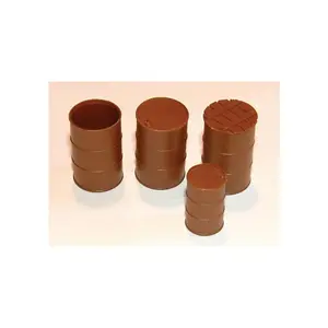 Tichy Train Group 2023 55-Gallon Drums w/Lids -- Regular & Fire Lids pkg(4), O Scale