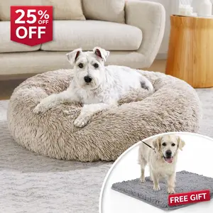 Plush Donut Bed for Pets – Ultra-Soft, Orthopedic Support & Anti-Slip Base! 5 Sizes for Cats & Dogs 11-75 lbs! Machine Washable & Cozy