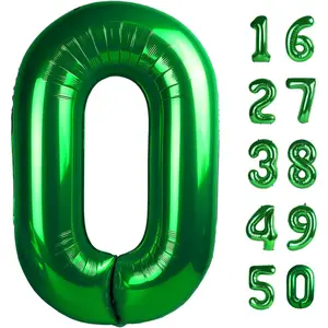 40 Inch Large Green Foil Number 0 Helium Balloons for Girls Women 12 20 21st Birthday Graduation Princess Party Decorations