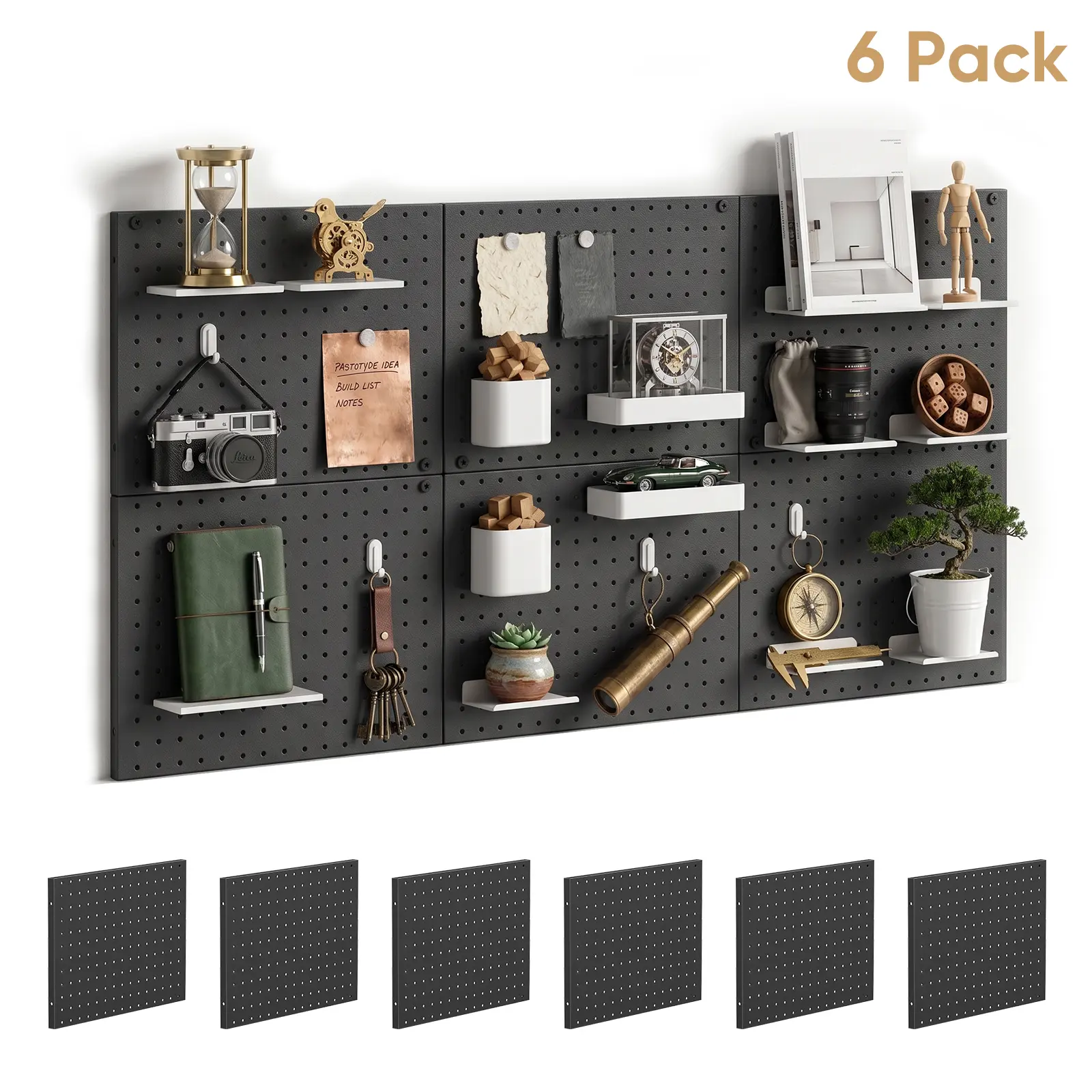 16x12 in Wall Mounted Rectangular Metal Pegboard Organizer Panel with Peg Holes, Heavy-Duty Garage Tool Storage for Workbench, Craft Room