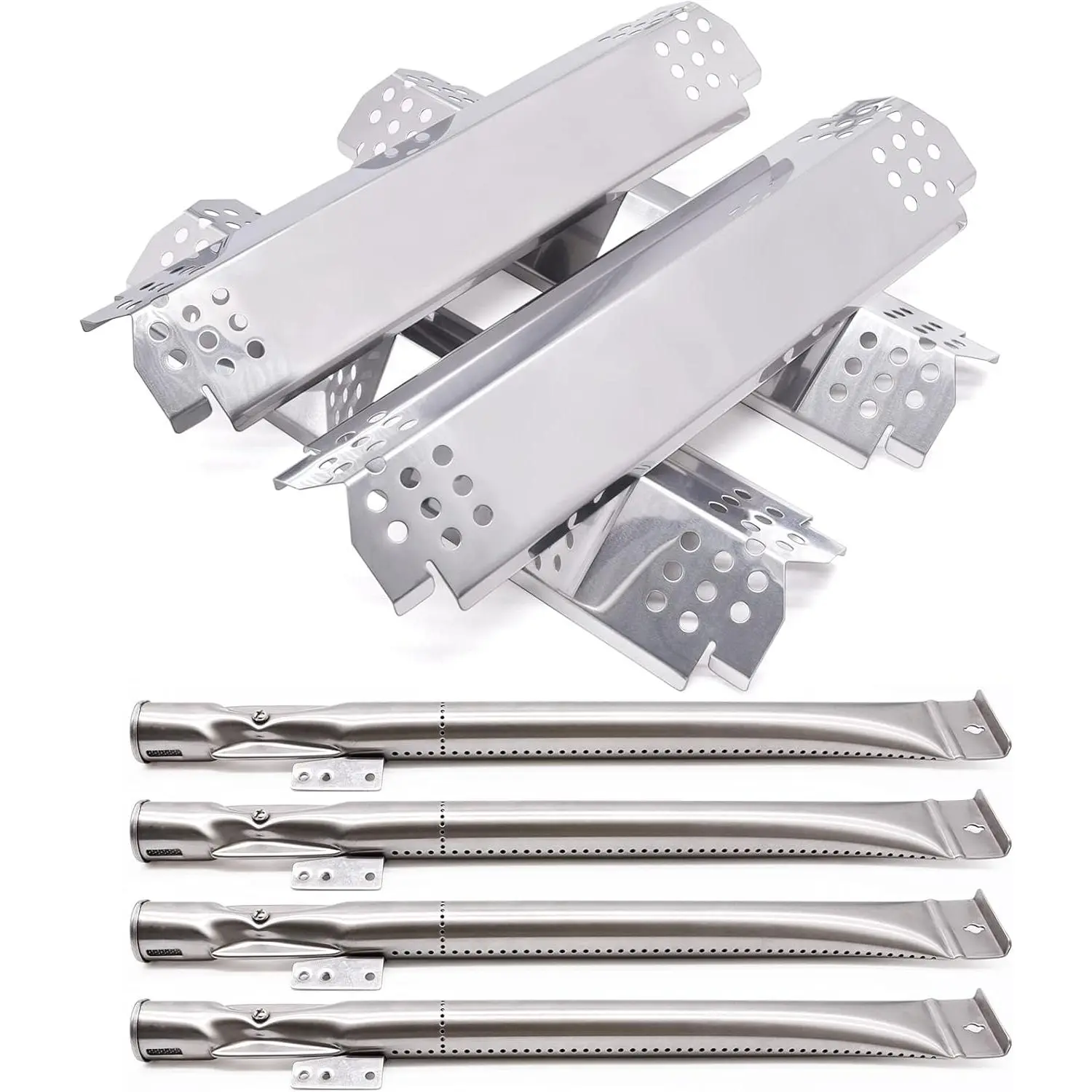 Grill Replacement Parts for Nexgrill 720-0830H, 4 Pack Grill Burners and Heat Plates Shield for Home Depot Nexgrill 4 Burner 720-0830H, Nexgrill 720-0864, 720-0864M Gas Grills