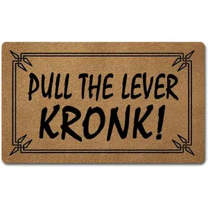 Funny Welcome Mat with Rubber Back 30"(L) x 18"(W)Pull The Lever Kronk Funny Doormat With Saying for Entrance Way Indoor Decor Mats for Front Porch Door Mat No Slip Kitchen Rugs and Mats Novelty Gift