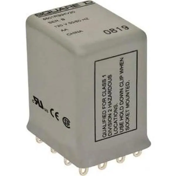 Square D Electromechanical Plug-in General Purpose Relay 1 Amp at 240 VAC, 4PDT, 24 VDC 8501RSD24V53
