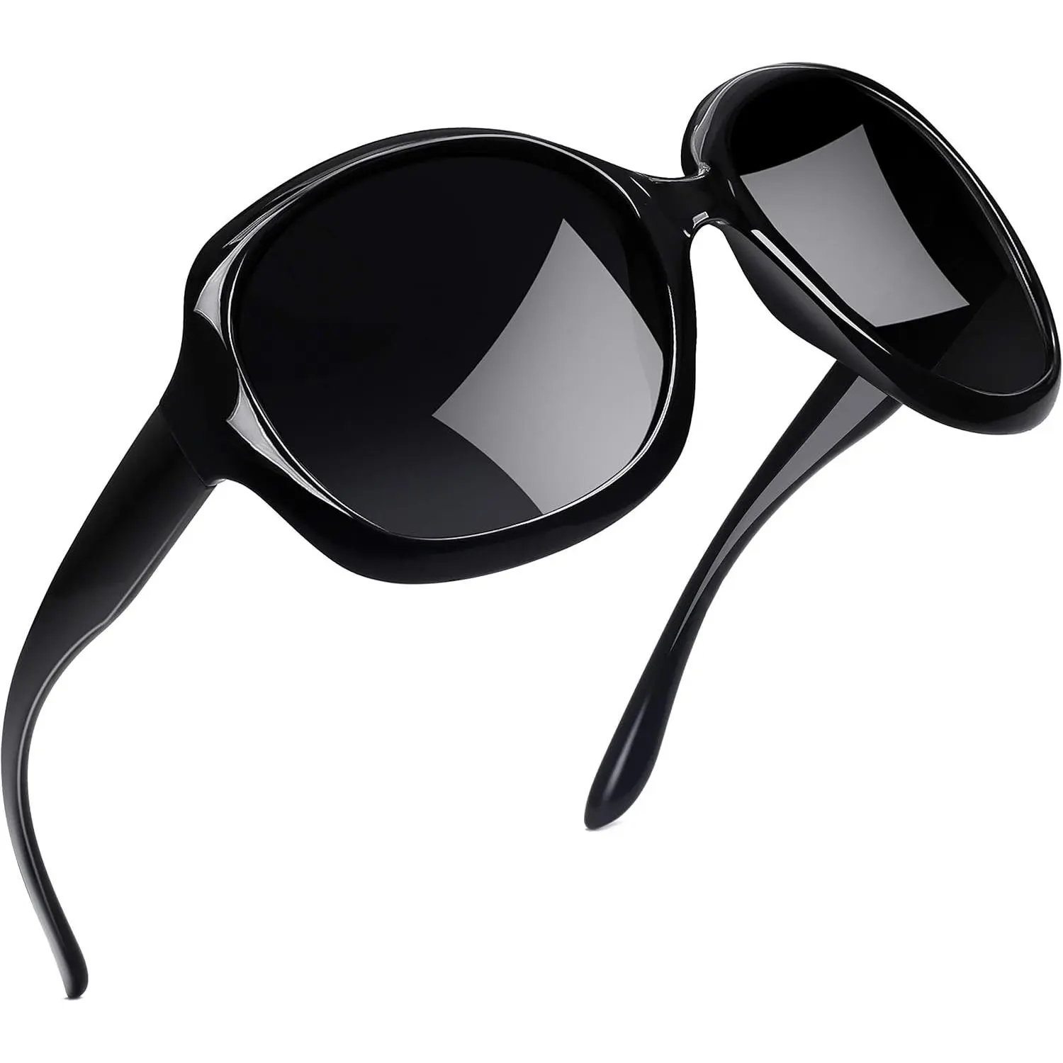 Women's Oversized Polarized Stylish Shades - Ladies' UV 400 Protective Retro Butterfly Eyewear, Great for Driving and Hiking, Ready-to-Gift 1-Piece Soft Box Set, Sunglasses