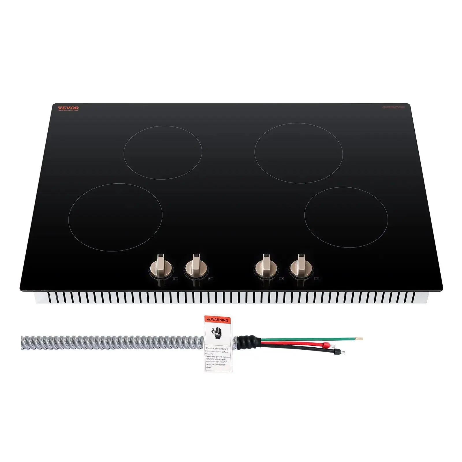【Summerfinds】VEVOR Induction Cooktop,  6600W Electric Countertop Burner, 4 Burner Knob Control Stove, Built-in Induction Cooktop with 12 Temperature Settings, Glass Surface, Auto Shut-Off