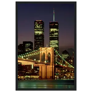 Twin Towers -  Shatterproof plexiglass Wooden Framed Poster