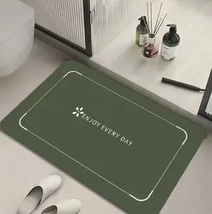 Plush Modern Diatomaceous Earth Bath Mat - Super Absorbent, Quick Drying, Anti-Slip, Durable, Simple Text Design Floor Mat for Bathroom, Kitchen (Customizable)