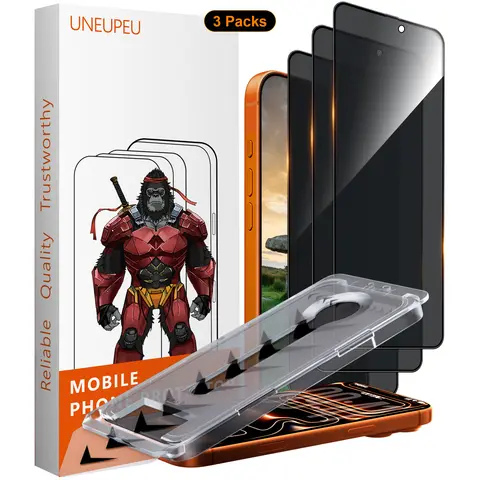 UNEUPEU 3-Pack Screen Protector for iPhone, Samsung Smartphones, Cellphone Handheld Devices - Crystal Clear, HD+Clearness, Fingerprint Proof, Privacy Protection, Bubble-Minimized, Dust-Block Mesh