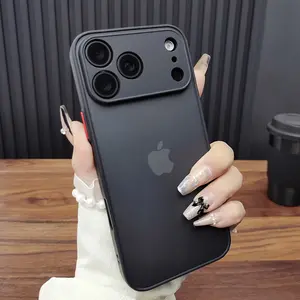 Phone Case - Luxury Matte Armor Transparent Wireless Charging Phone Case Compatible with for IPhone 13/14/15/16/17 Air Pro Max Plus, Camera Shockproof Clear Hard Back Cover
