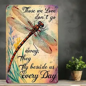 Vintage Metal Sign Dragonfly & Quote Nature Decor High-Quality Tin 8x12 Inches 20x30 Cm Wall Hanging Iron Multicolor Memorial Decor for Living Room Office Bedroom Home metal wall sign Vintage Metal Tin Sign home decor plaque funny bar sign