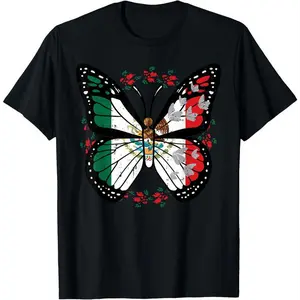 100%cotton Mexican Independence Day Butterfly Mexico Women Girls Kids T-Shirt Funny Graphic Tees