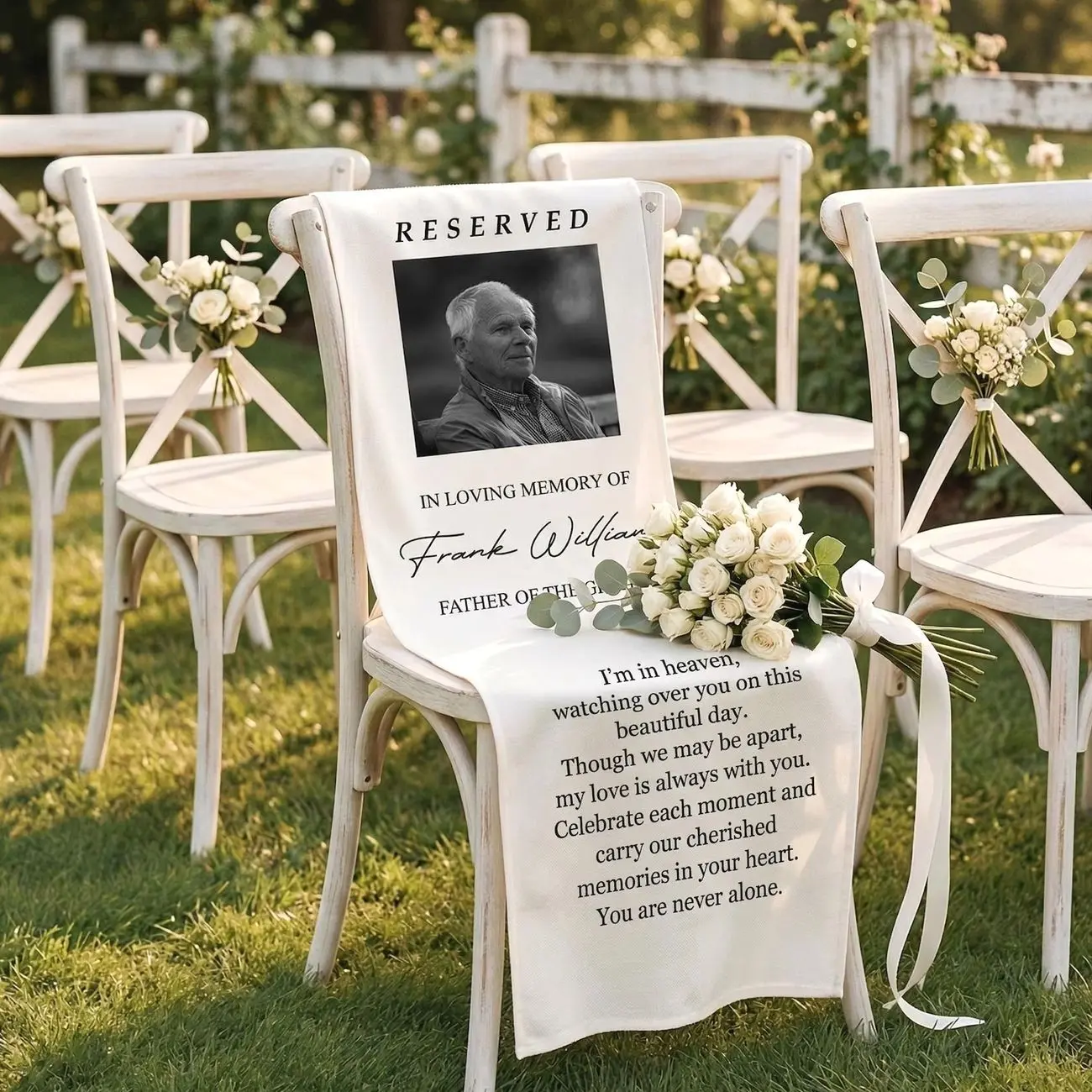 Custom Memorial Wedding Sign, Personalized Reserved Banner for Loved Ones, In Loving Memory Sign, Rustic Accent