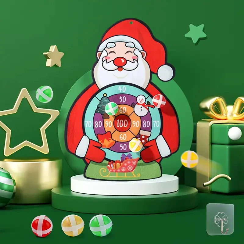 New Santa Target Toy with Sticky Balls, Indoor/outdoor Ball Game, Christmas and Birthday Party, Numbered Zones, Hand-Eye Coordination