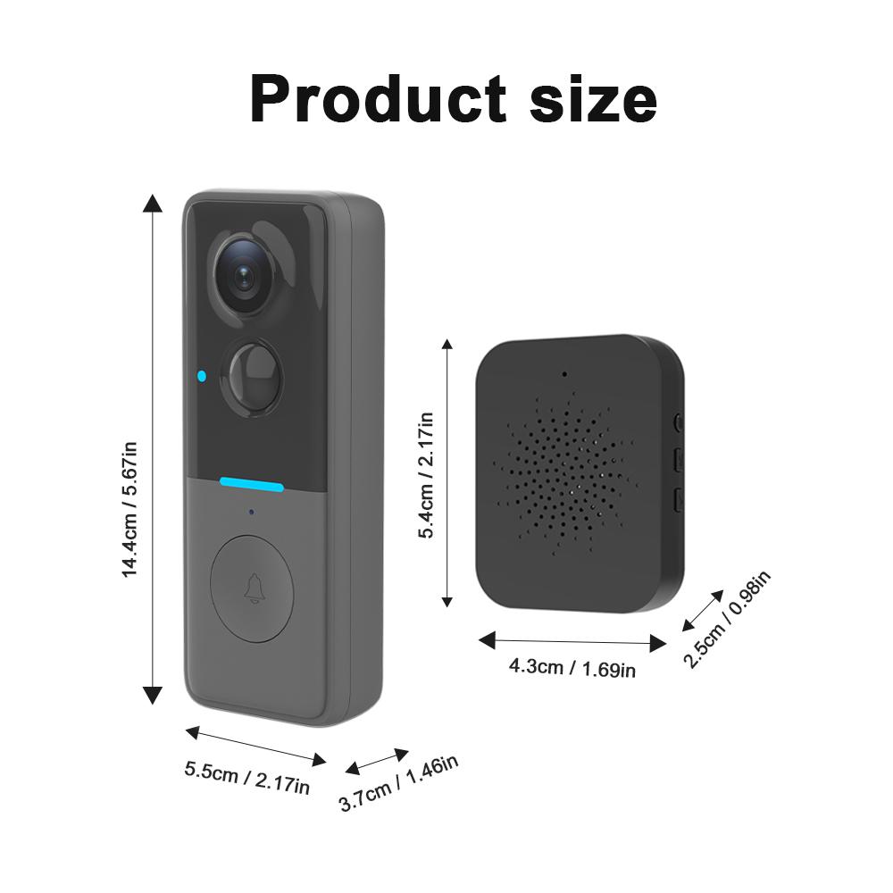 1080P Wireless Wi-Fi Video Doorbell Camera, Door Home Security, Night Vision, Two-Way Audio, Cloud Storage, Smart AI Motion Detection, Live View, Battery Powered, No Subscription, TUYA APP, Doorbell with Chime, Motion Detection & Alerts