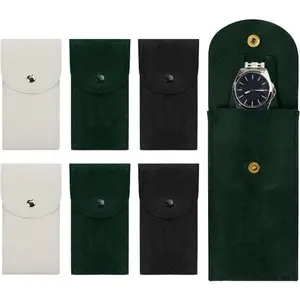 Six watch storage bags-flip closure, velvet watch bag, watch protection bag, travel watch box organizer | Portable and protective | Compact design
