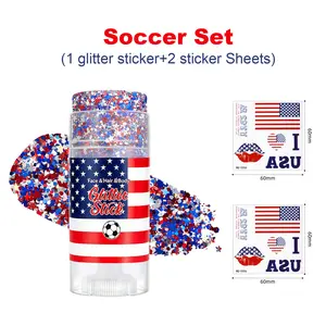 U.S.A. Soccer Glitter Speckles- Cosmetic Shimmer Glitter for Hair, Face, Body Makeup, Soccer Matches, 4th of July Celebrations, Seasonal Festivals