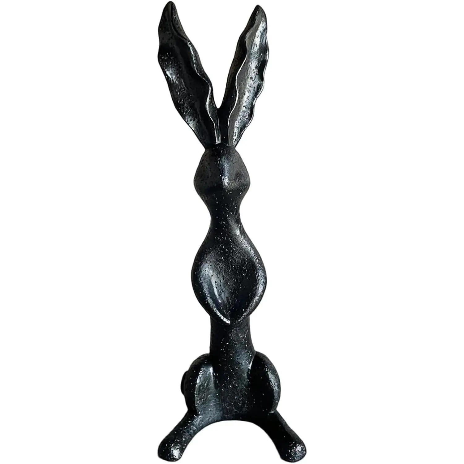 Black Resin Rabbit Sculpture, Modern Easter Bunny Statue, Home Decor for Living Room Bedroom Office Bookshelf Desktop(A)