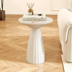 Round Side Table for Sofa, Metal Small Circle Couch End Table, Modern Round Nightstand, Mid Century Bedroom Night Stand, for Living Room, Skinny, 15.5 Inches