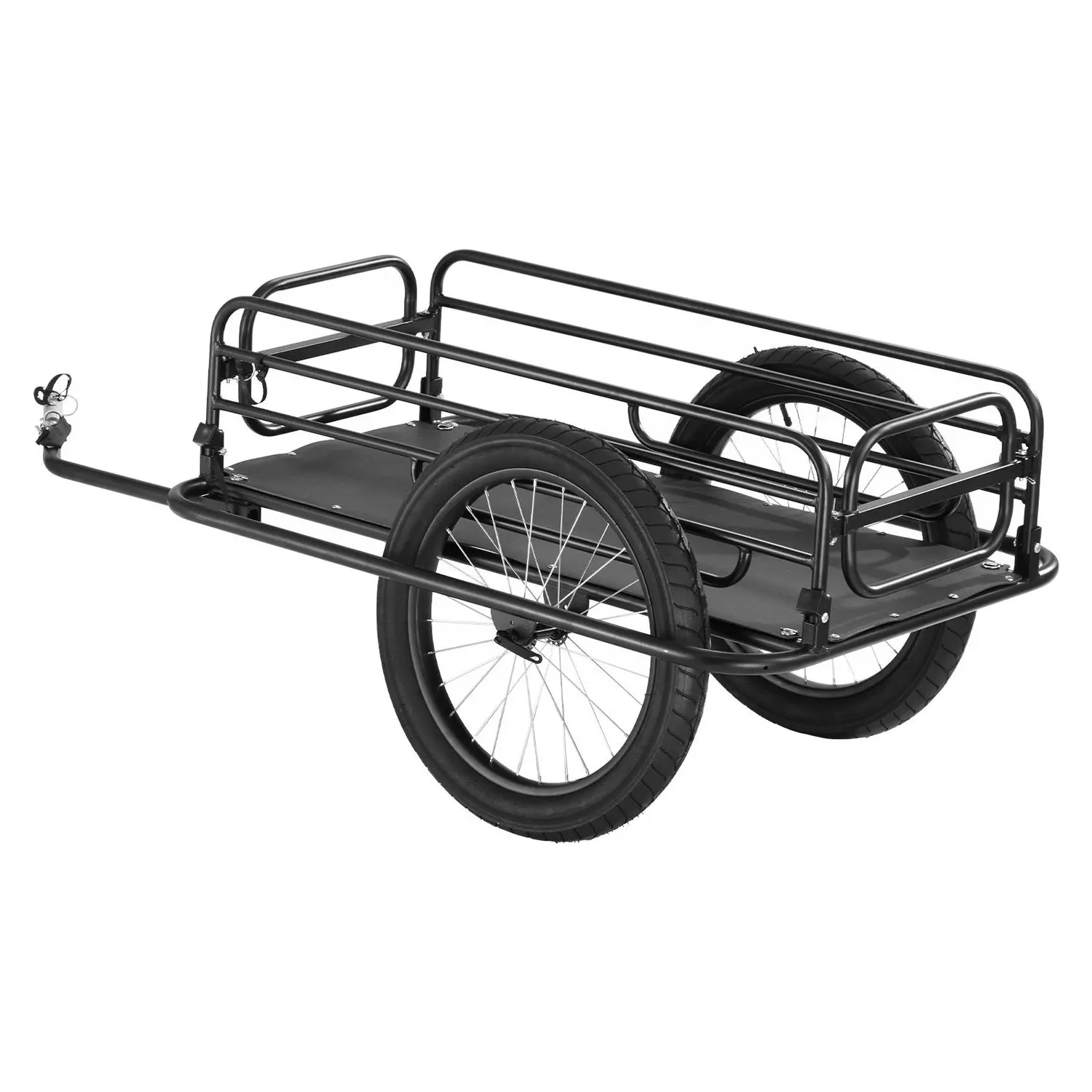 Solid Iron Bike Cargo Trailer, Rust-Resistant Heavy-Duty Carbon Steel Frame, 275 lbs Load Capacity, 20" Wheels, Foldable Compact Storage, Quick Release, Universal Hitch, Reflective Strip, Fits Most Bikes, for Camping, Picnicking