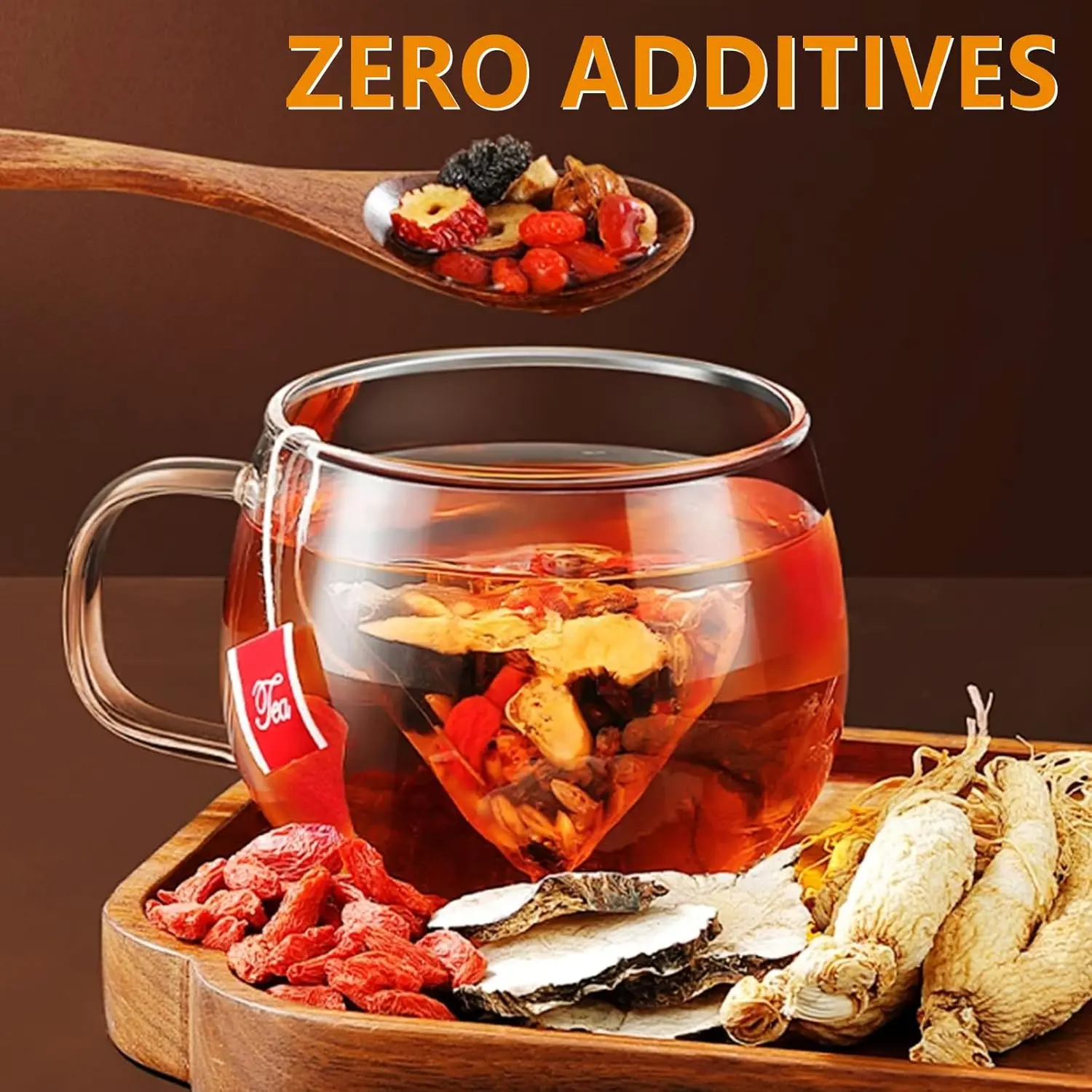 Herbal Detox Kidney Tea – Seven Treasures Formula with Ginseng & Wolfberry, Cleanse, Better Sleep & Daily Balance Vitality, 20 Bags Natural Beverage