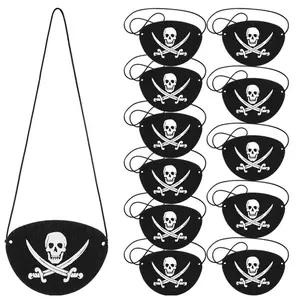 6/12count Pirate Eye Patches Felt Skeleton One Eye Patch Halloween Captain Pirate Costume Cosplay Kids Birthday Party Decoration