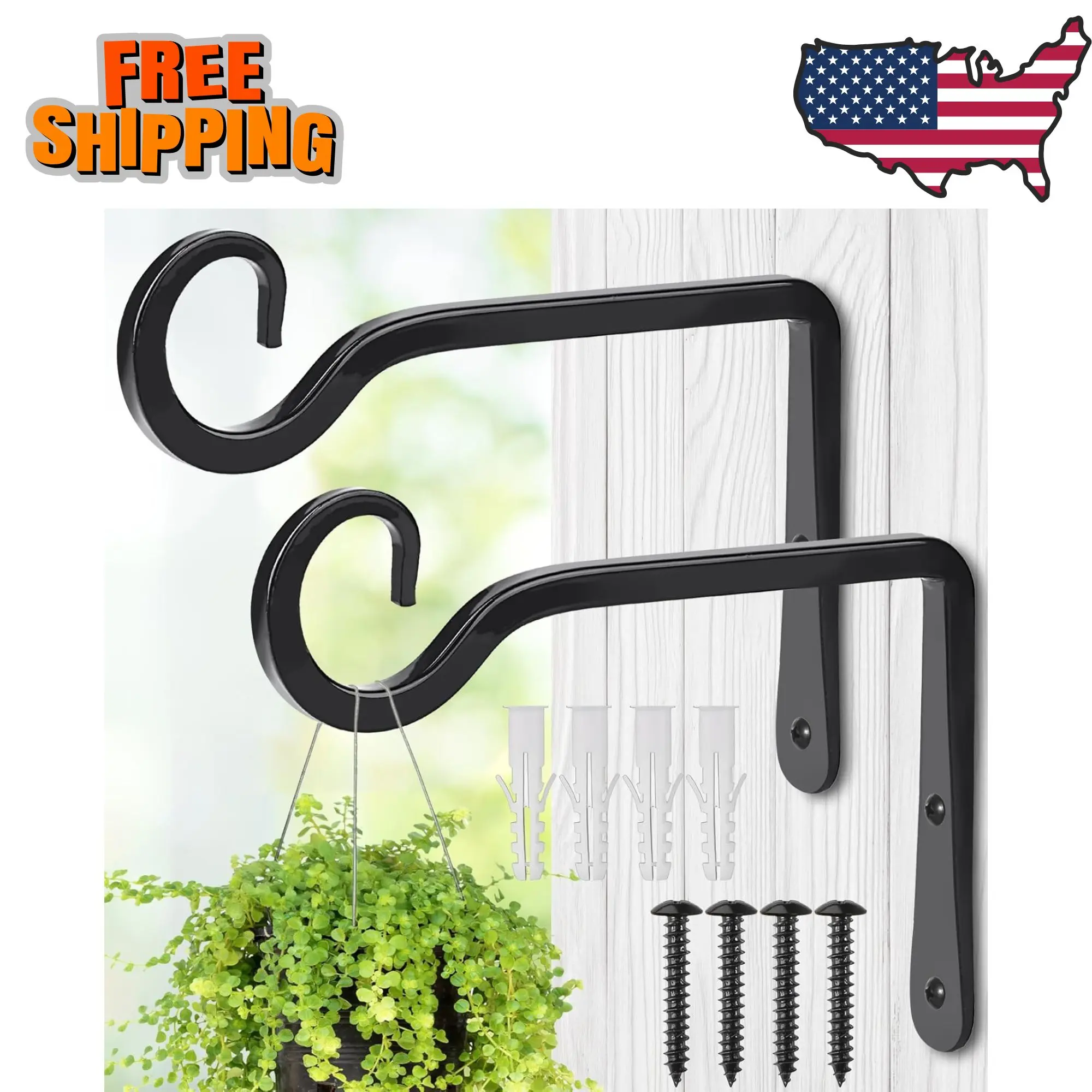 Plant Hangers Outdoor, 2 Pack 6 Inch Hanging Plant Bracket