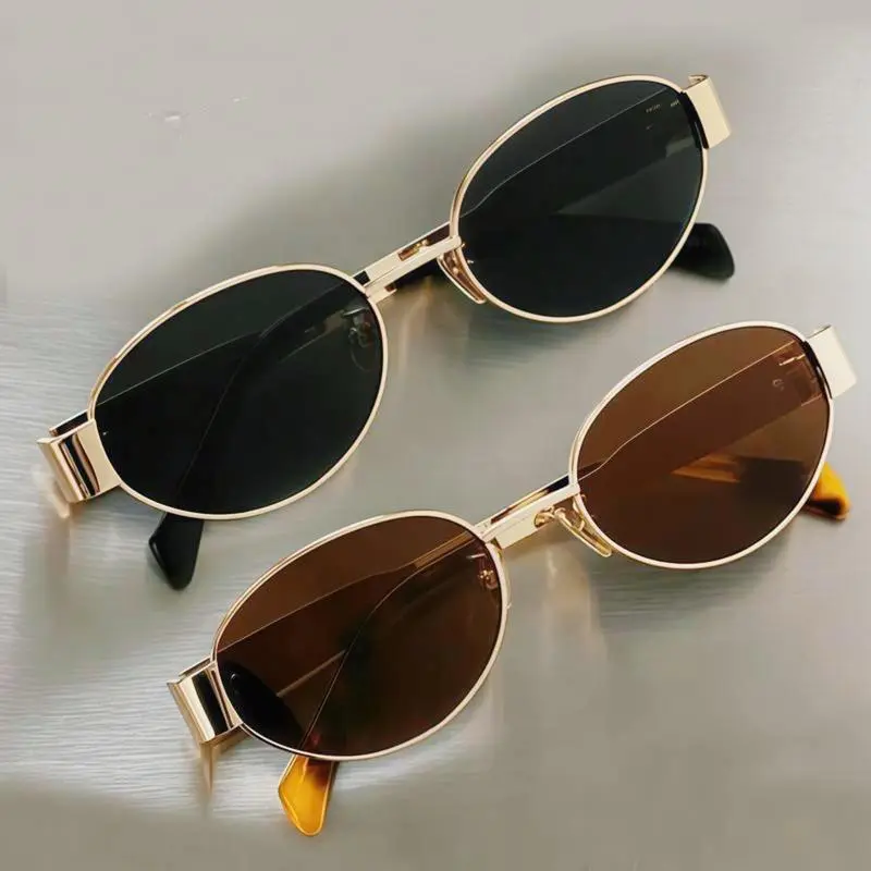 Women's Unisex 2-Pack 2025 European & American Trendy Casual Sunglasses, Classic Oval Full-Frame Fashionable Frames, UV Protection Light-Blocking Natural Material Semi-Rimless Eyewear, Classic Oval Sunglasses, Fashionable Frames Sunglasses
