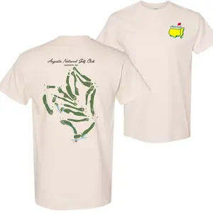 Augusta National Course Map Golf T-shirt, Vintage Unisex Cotton Apparel, Breathable Fabric Sports Top, Masters Tournament Shirt|men's t shirts|men gifts|golf gifts|golfer gifts for men