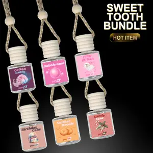 Pure Air Sweet Tooth Air Freshener Bundle of Six - Air Freshener Oil Diffuser - Lasts 60+ Days Aroma Perfume Fragrance hanging Glass Woody