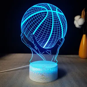 Basketball 3D Table Lamp LED Creative Gift Idea Visual Colorful Night Light for Basketball Enthusiasts and Lamp Lovers Day of the Dead Decorations Set Large Geometric Tree Life Print