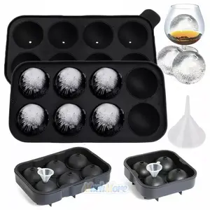Silicone 3D ICE Cube Tray Maker Round Ball Sphere Mold Whiskey Cocktails Funnel