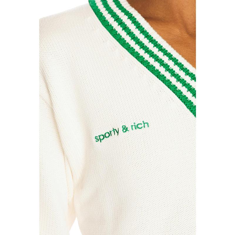 adidas Originals x Sporty & Rich Sweater in Off White & Green