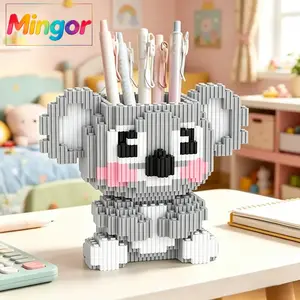 6.9" Kawaii Koala Pen Holder Micro Building Blocks| Cute Desk Organizer DIY Kit