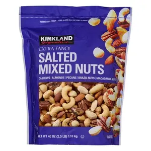 Kirkland Signature Extra Fancy Salted Mixed Nuts 2.5 lbs Resealable Bag Kosher Cashews Almonds Pecans Brazil Macadamia Nuts