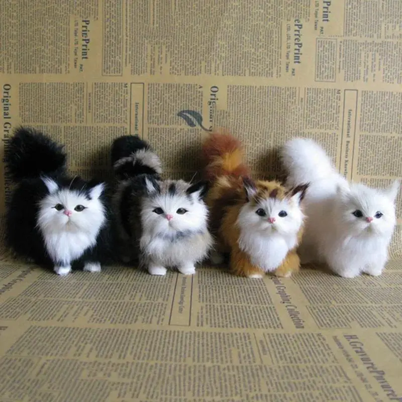 Plastic Simulation Cat Stuffed Animal Collectible - Durable Soft Fluffy Cuddly Doll Gift, Cute Stuffed Animals for Kids, Birthday/Valentine's Day Gift, Bookshelves Decor (Stress Relief Classic Novelty Toy)