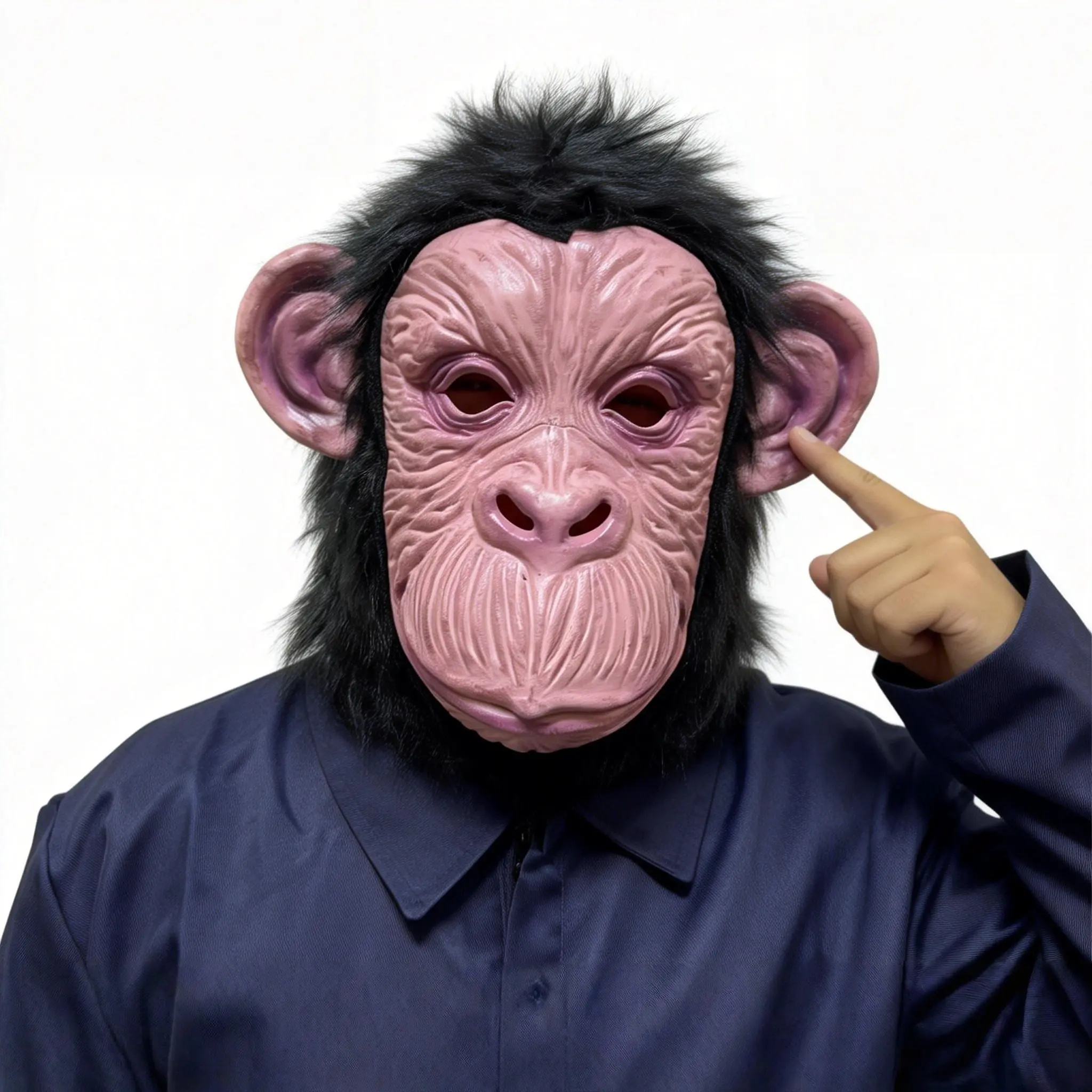 Gorilla Mask - Realistic Latex Full Face Headgear with Black Hair Funny Original Animal Ape Costume for Halloween Cosplay Props Monkey Face Helmet