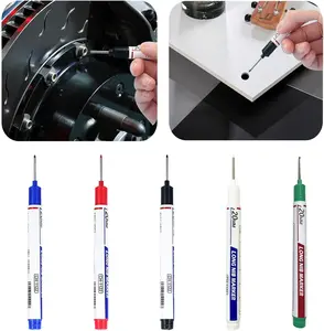 10Pcs Long-Head Deep Hole Marking Pens - Upgraded 20Mm Deep, Quick-Dry, Waterproof Markers for Construction Workers, Office Stationery Supplies
