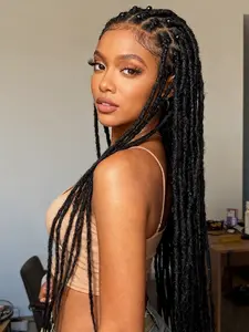 18/24 Inch Dreadlocks Extensions 0.6 cm Width 40 Strands Dreads Synthetic Loc Extensions Handmade Reggae Style Crochet Braiding Hair for Women and Men