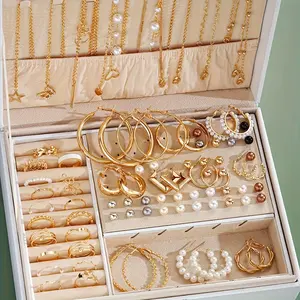 86pcs Elegant & Vintage Jewelry Set for Women and Girls - Golden Necklaces, Earrings, Rings with Rhinestone Accents, Zinc Alloy - Ideal for Daily Wear & Gifting, No Box Included