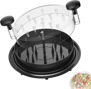 Chicken Shredder Tool Twist with Brush Visible Lid 8 Strong Suction Cups BPA Free Ergonomic Handle Manual Meat Shredder for Chicken Pork Beef Black