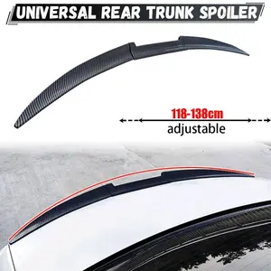 Car Modification Tail Wing Universal No-punch Fiber Grain Car Blade Three-section Combination Tail Wing Large top wing tail Rear Spoiler