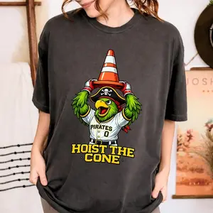 Comfort Colors® HOIST The Cone T-shirt, Funny Pittsburgh Baseball Tee, Pirates Base ball Meme, Pirate Parrot Mascot Hoist The Cone Shirt