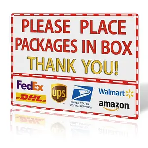 Weather-Resistant Metal Delivery Sign for Packages 12x8 Inch Outdoor Use Place in Box Instructions Mail Box Yard Sign