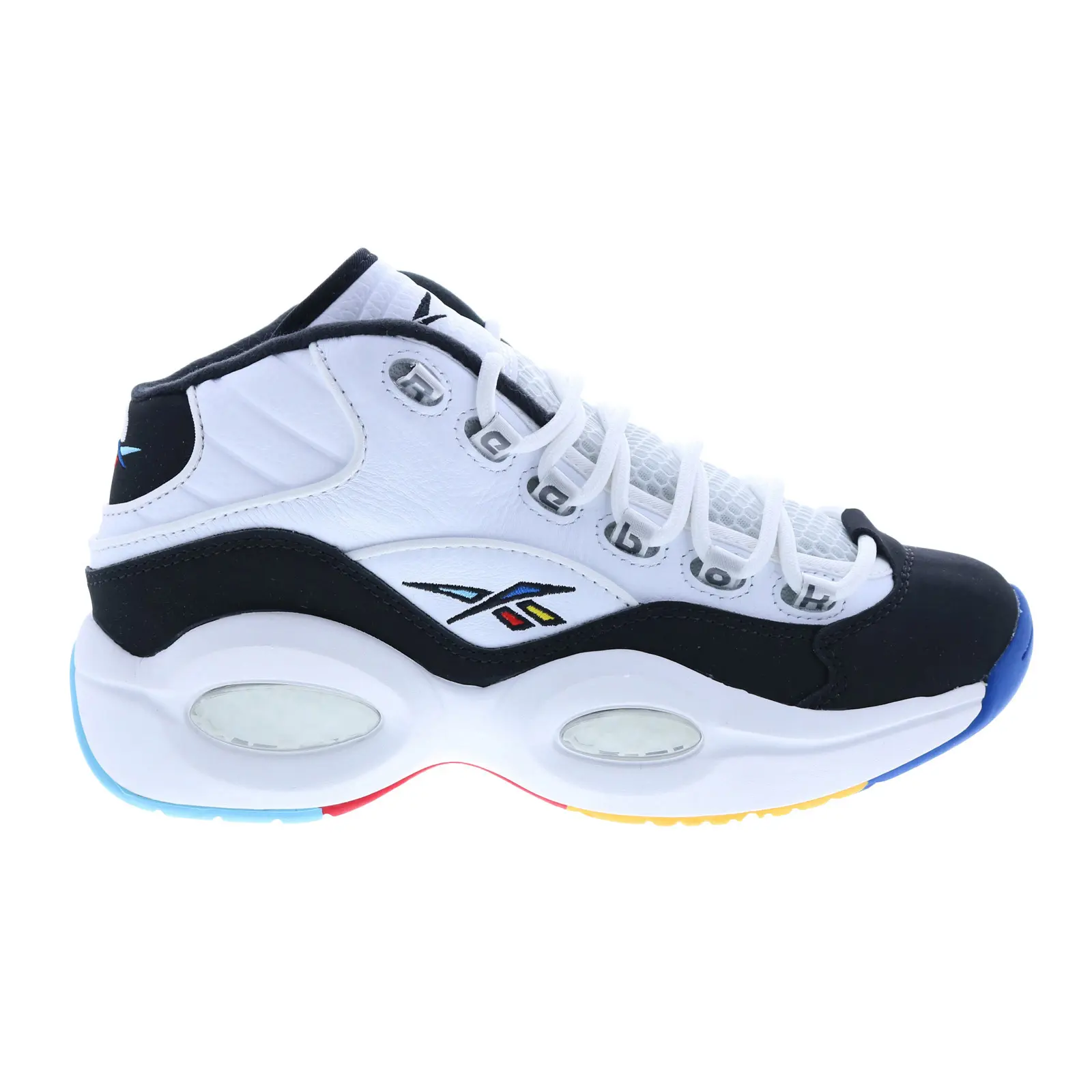 Reebok Question Mid Mens White Leather Lace Up Athletic Basketball Shoes