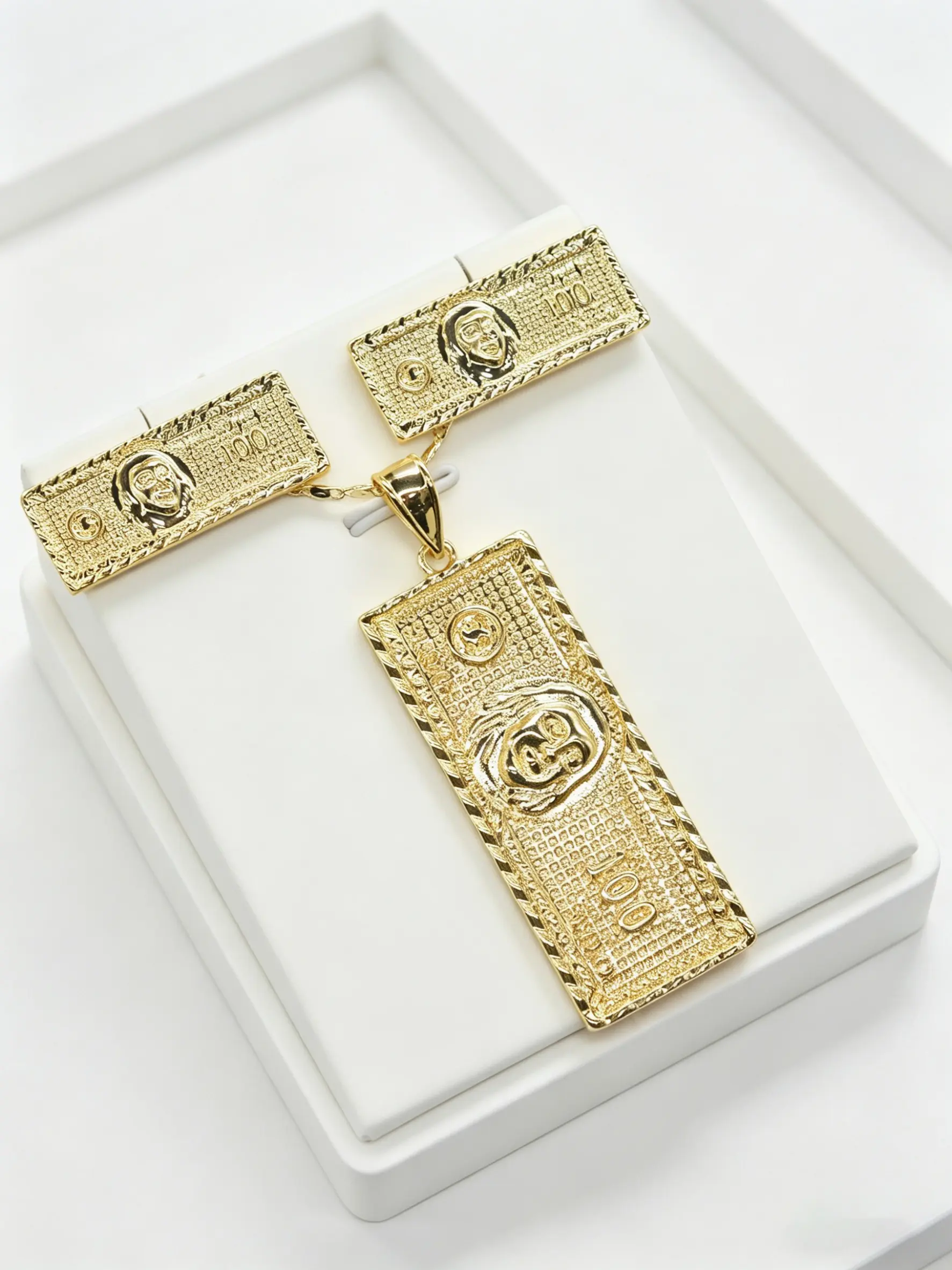 Men's Fashion Hip Hop Dollar Pendant Earrings Necklace Jewelry Set, Vintage Punk Style, Perfect Gift for Valentine's Day Birthday Party, Necklace and Earring Set
